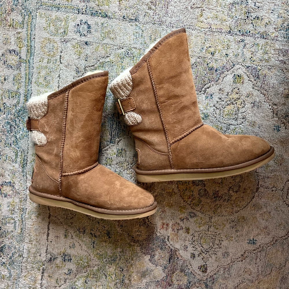 Australia Luxe Collective Luxury Spartan Knit Short Sheepskin Chestnut Boot 8